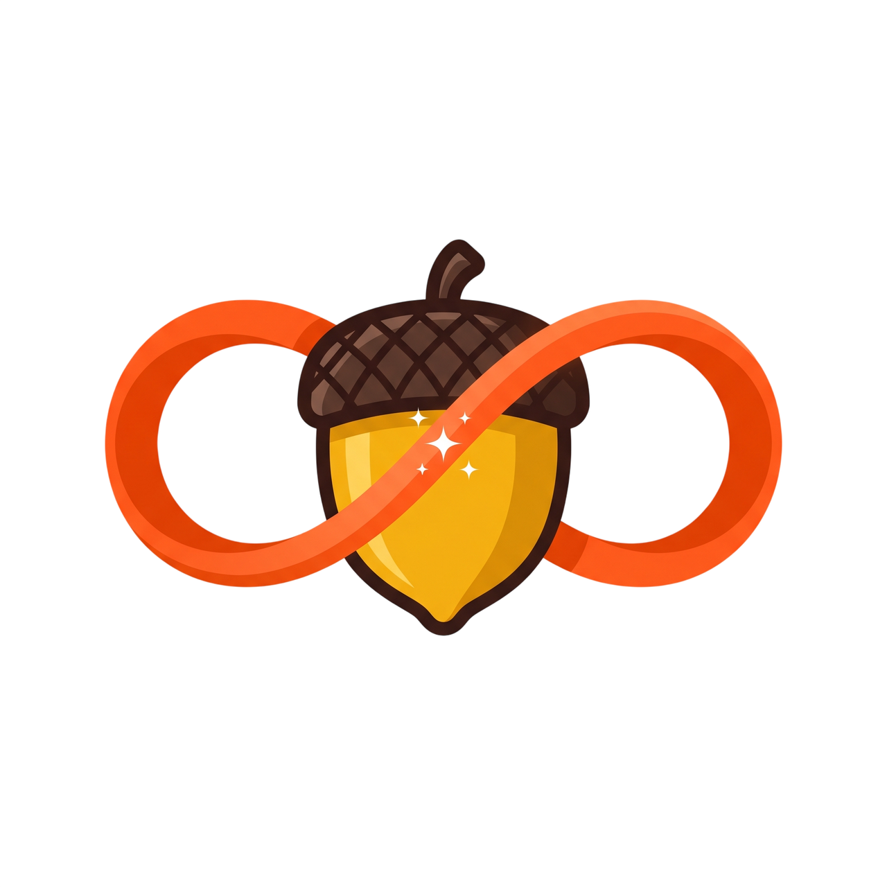 Acorn wrapped in infinity loop