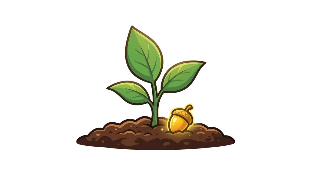 Seedling sprouting with acorn