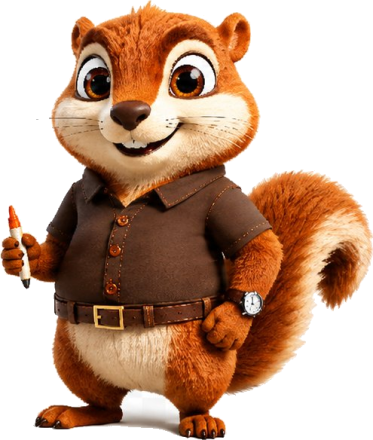 Scurry mascot holding marker